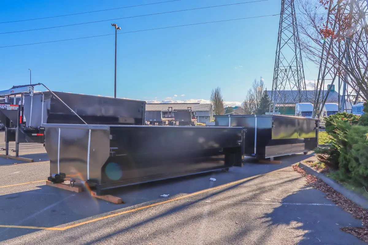 Roll-off dumpster ready for waste disposal at job site for Construction Dumpster Rental in Jefferson Hills